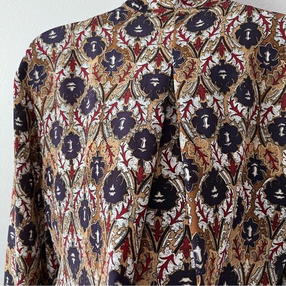 Tess Vintage Button Up Long Sleeve 100% Silk Blouse Size 8 - Picture 5 of 8
